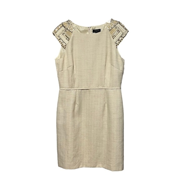 Tahari Jimlee Beaded Sheath Dress Wedding Guest First Lady Mother of the Bride - Picture 1 of 5